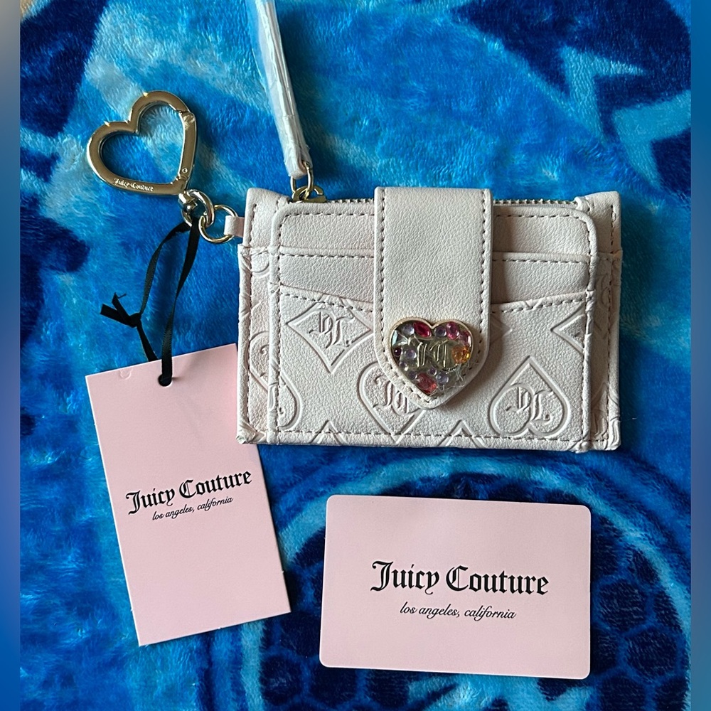 NWT Juicy Couture Glitz Out Tab Elongated CC Bifold Wallet Pink Clay